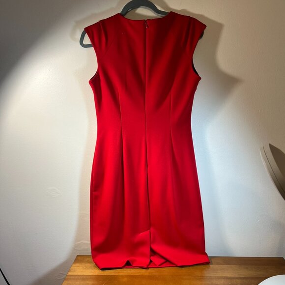 Calvin Klein Ruched Sheath Dress Red - Picture 4 of 4